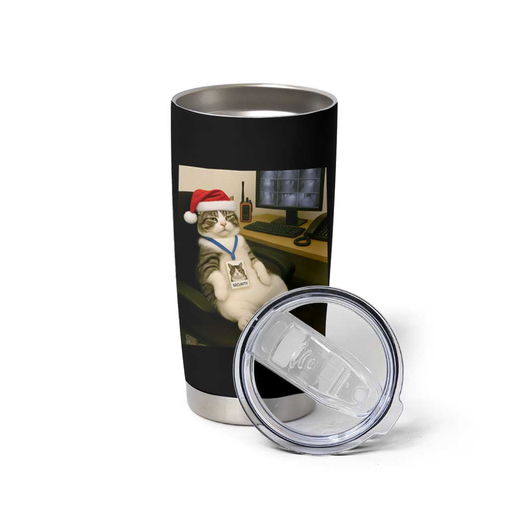 Funny Cat Christmas Tumbler Cup Night Time Security Guard - Wonder Print Shop