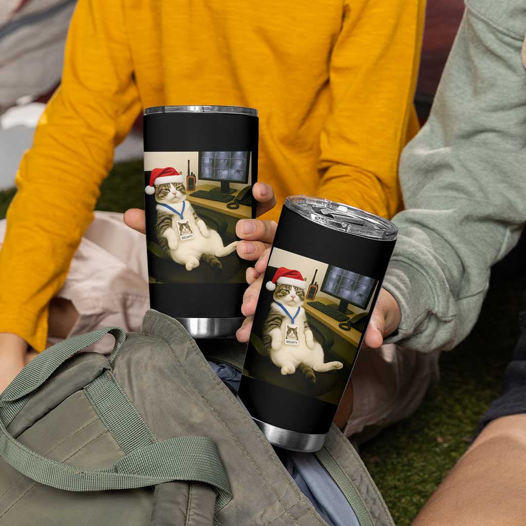 Funny Cat Christmas Tumbler Cup Night Time Security Guard - Wonder Print Shop