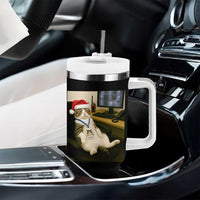 Funny Cat Christmas Tumbler With Handle Night Time Security Guard - Wonder Print Shop