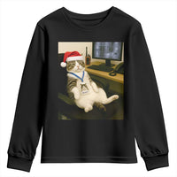 Funny Cat Christmas Youth Sweatshirt Night Time Security Guard - Wonder Print Shop