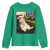 Funny Cat Christmas Youth Sweatshirt Night Time Security Guard - Wonder Print Shop