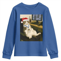 Funny Cat Christmas Youth Sweatshirt Night Time Security Guard - Wonder Print Shop