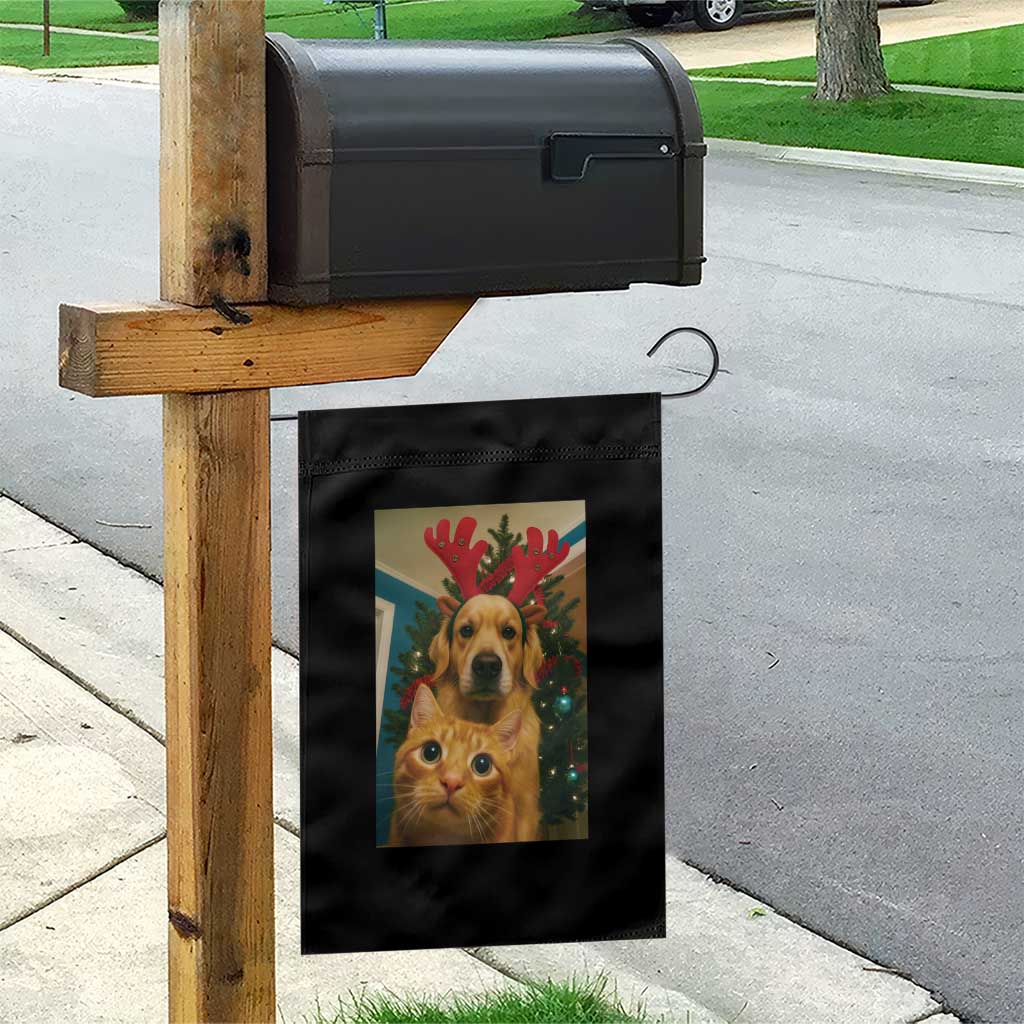 Funny Cat With Dog Selfie Christmas Garden Flag Pet Lover Xmas Gift - Wonder Print Shop
