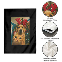 Funny Cat With Dog Selfie Christmas Garden Flag Pet Lover Xmas Gift - Wonder Print Shop