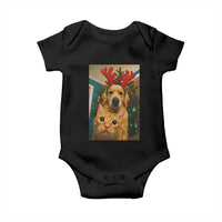 Funny Cat With Dog Selfie Christmas Baby Onesie Pet Lover Xmas Gift - Wonder Print Shop