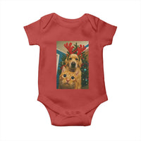 Funny Cat With Dog Selfie Christmas Baby Onesie Pet Lover Xmas Gift - Wonder Print Shop