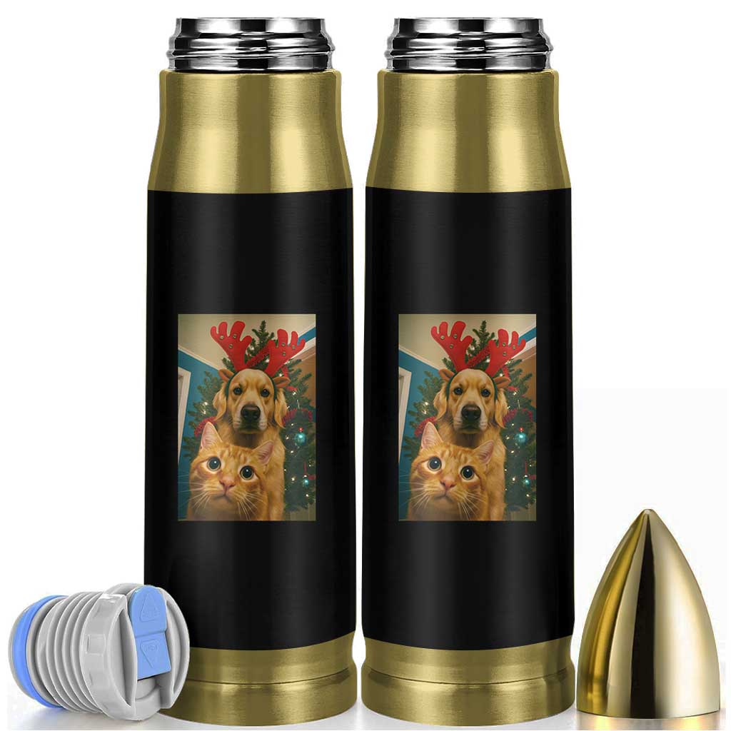 Funny Cat With Dog Selfie Christmas Bullet Tumbler Pet Lover Xmas Gift - Wonder Print Shop