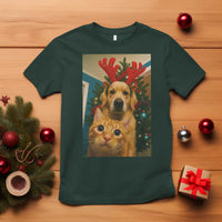 Funny Cat With Dog Selfie Christmas T Shirt Pet Lover Xmas Gift - Wonder Print Shop