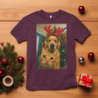 Funny Cat With Dog Selfie Christmas T Shirt Pet Lover Xmas Gift - Wonder Print Shop