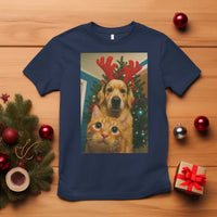 Funny Cat With Dog Selfie Christmas T Shirt Pet Lover Xmas Gift - Wonder Print Shop