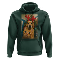 Funny Cat With Dog Selfie Christmas Hoodie Pet Lover Xmas Gift - Wonder Print Shop