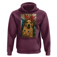 Funny Cat With Dog Selfie Christmas Hoodie Pet Lover Xmas Gift - Wonder Print Shop