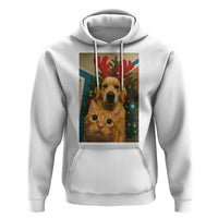 Funny Cat With Dog Selfie Christmas Hoodie Pet Lover Xmas Gift - Wonder Print Shop