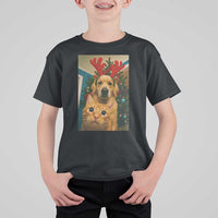 Funny Cat With Dog Selfie Christmas T Shirt For Kid Pet Lover Xmas Gift - Wonder Print Shop