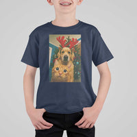 Funny Cat With Dog Selfie Christmas T Shirt For Kid Pet Lover Xmas Gift - Wonder Print Shop