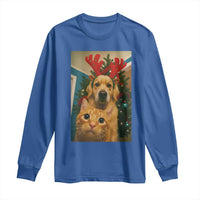 Funny Cat With Dog Selfie Christmas Long Sleeve Shirt Pet Lover Xmas Gift - Wonder Print Shop