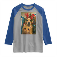 Funny Cat With Dog Selfie Christmas Raglan Shirt Pet Lover Xmas Gift - Wonder Print Shop