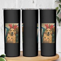 Funny Cat With Dog Selfie Christmas Skinny Tumbler Pet Lover Xmas Gift - Wonder Print Shop