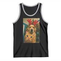 Funny Cat With Dog Selfie Christmas Tank Top Pet Lover Xmas Gift - Wonder Print Shop