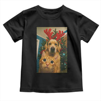 Funny Cat With Dog Selfie Christmas Toddler T Shirt Pet Lover Xmas Gift - Wonder Print Shop