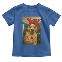 Funny Cat With Dog Selfie Christmas Toddler T Shirt Pet Lover Xmas Gift - Wonder Print Shop