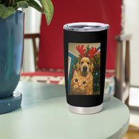 Funny Cat With Dog Selfie Christmas Tumbler Cup Pet Lover Xmas Gift - Wonder Print Shop