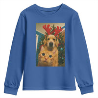 Funny Cat With Dog Selfie Christmas Youth Sweatshirt Pet Lover Xmas Gift - Wonder Print Shop