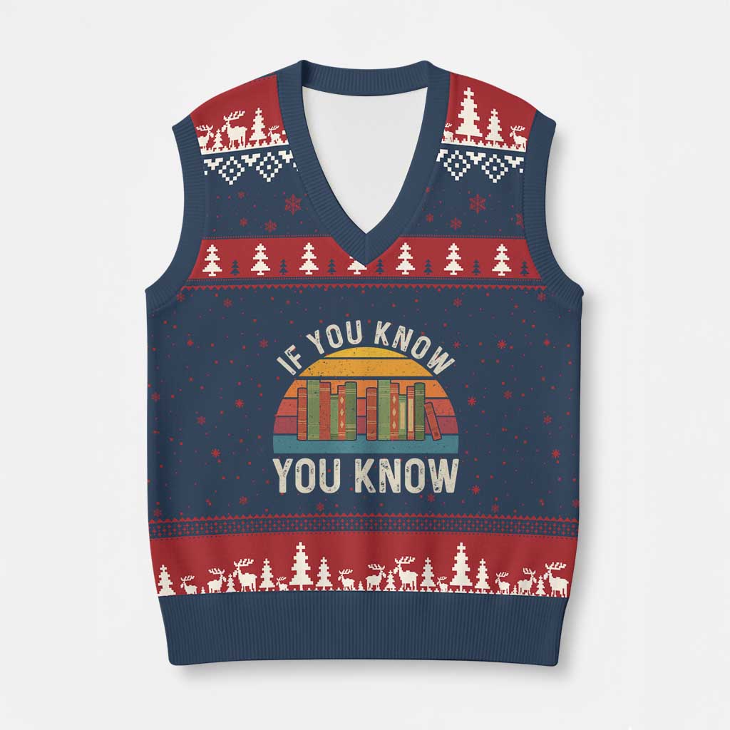 67 Six Seven Book Lover Meme V-Neck Knit Sweater Vest If You Know You Know - Wonder Print Shop