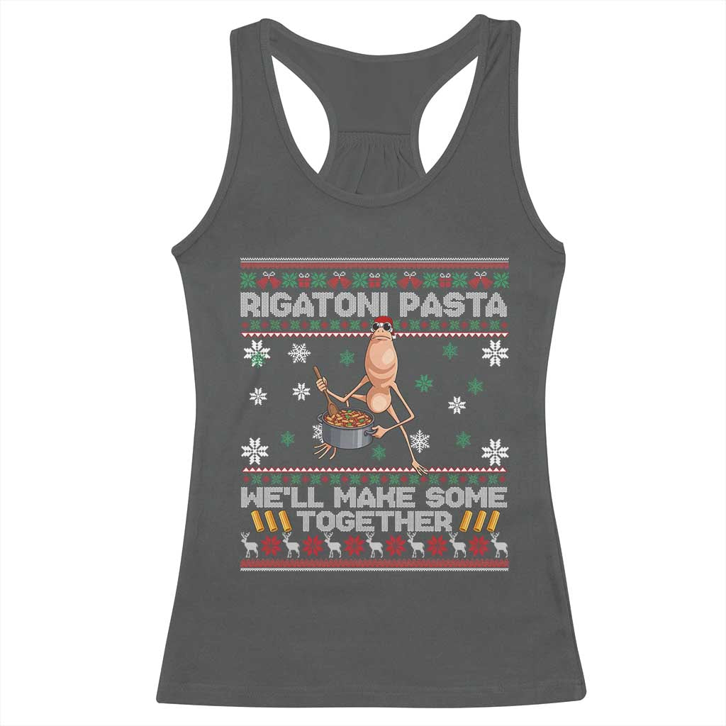 Marcus The Worm Christmas Meme Racerback Tank Top Rigatoni Pasta We Will Make Some Together - Wonder Print Shop