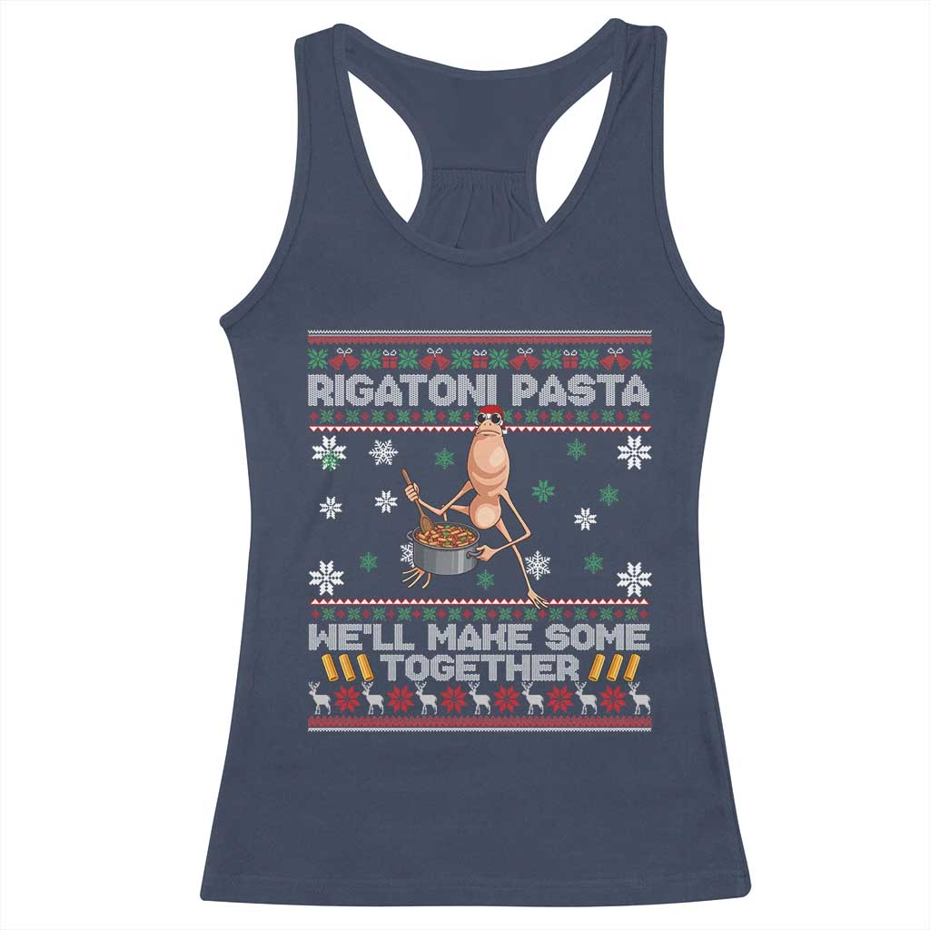 Marcus The Worm Christmas Meme Racerback Tank Top Rigatoni Pasta We Will Make Some Together - Wonder Print Shop