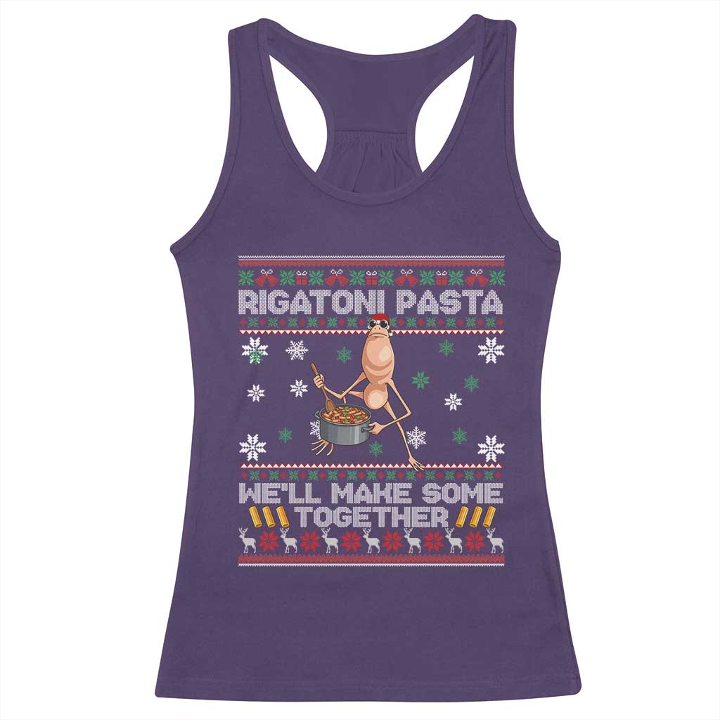 Marcus The Worm Christmas Meme Racerback Tank Top Rigatoni Pasta We Will Make Some Together - Wonder Print Shop