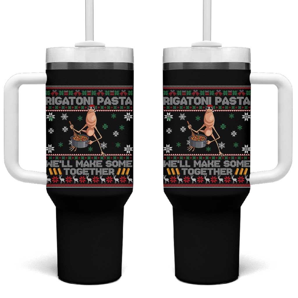 Marcus The Worm Christmas Meme Tumbler With Handle Rigatoni Pasta We Will Make Some Together - Wonder Print Shop