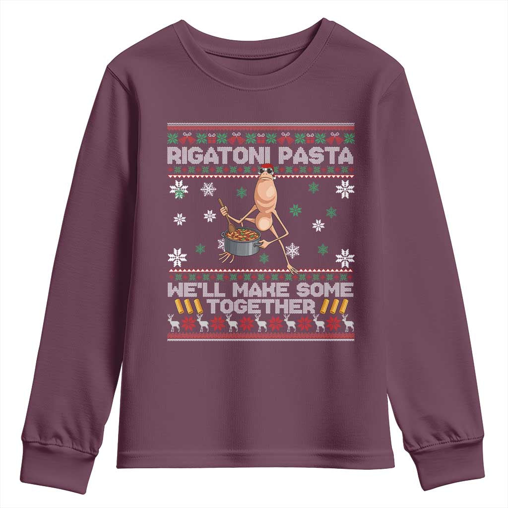 Marcus The Worm Christmas Meme Youth Sweatshirt Rigatoni Pasta We Will Make Some Together - Wonder Print Shop