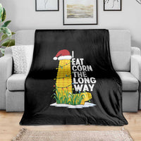 I Eat Corn The Long Way Throw Blanket Funny Corn Adult Humor Christmas - Wonder Print Shop