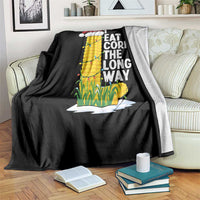 I Eat Corn The Long Way Throw Blanket Funny Corn Adult Humor Christmas - Wonder Print Shop