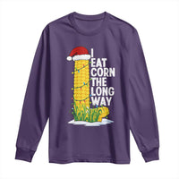 I Eat Corn The Long Way Long Sleeve Shirt Funny Corn Adult Humor Christmas - Wonder Print Shop