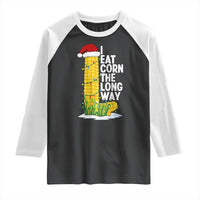 I Eat Corn The Long Way Raglan Shirt Funny Corn Adult Humor Christmas - Wonder Print Shop