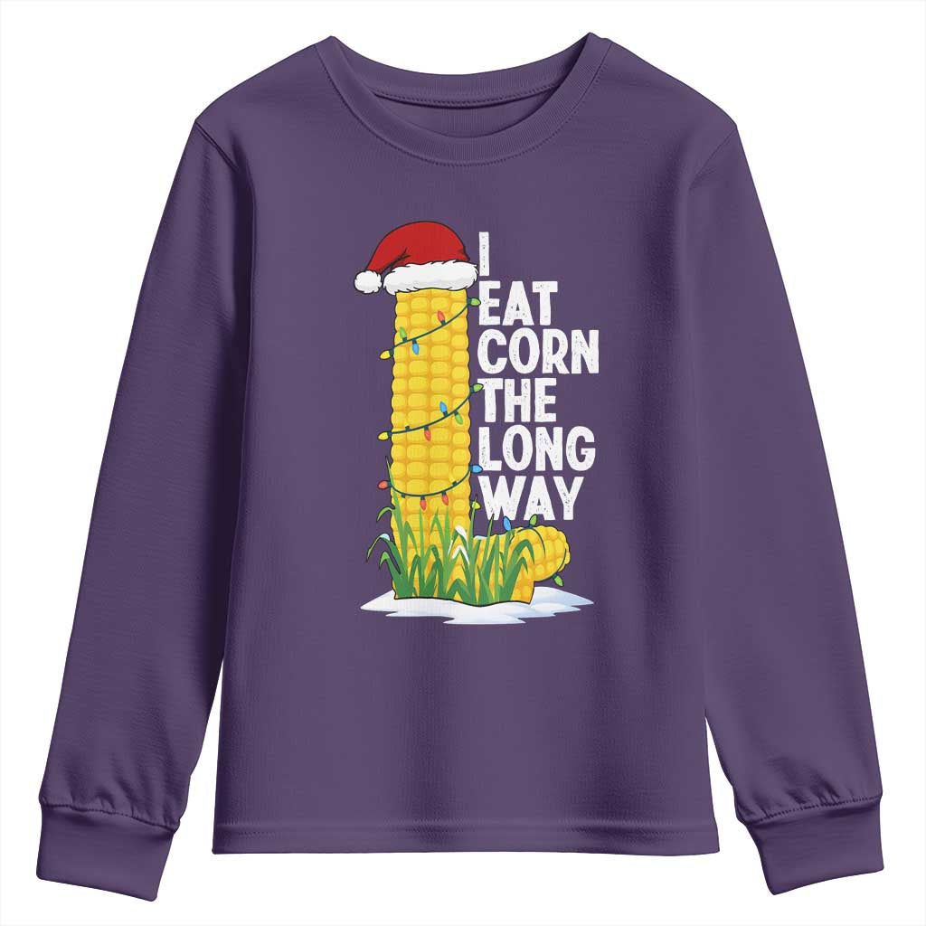 I Eat Corn The Long Way Youth Sweatshirt Funny Corn Adult Humor Christmas - Wonder Print Shop