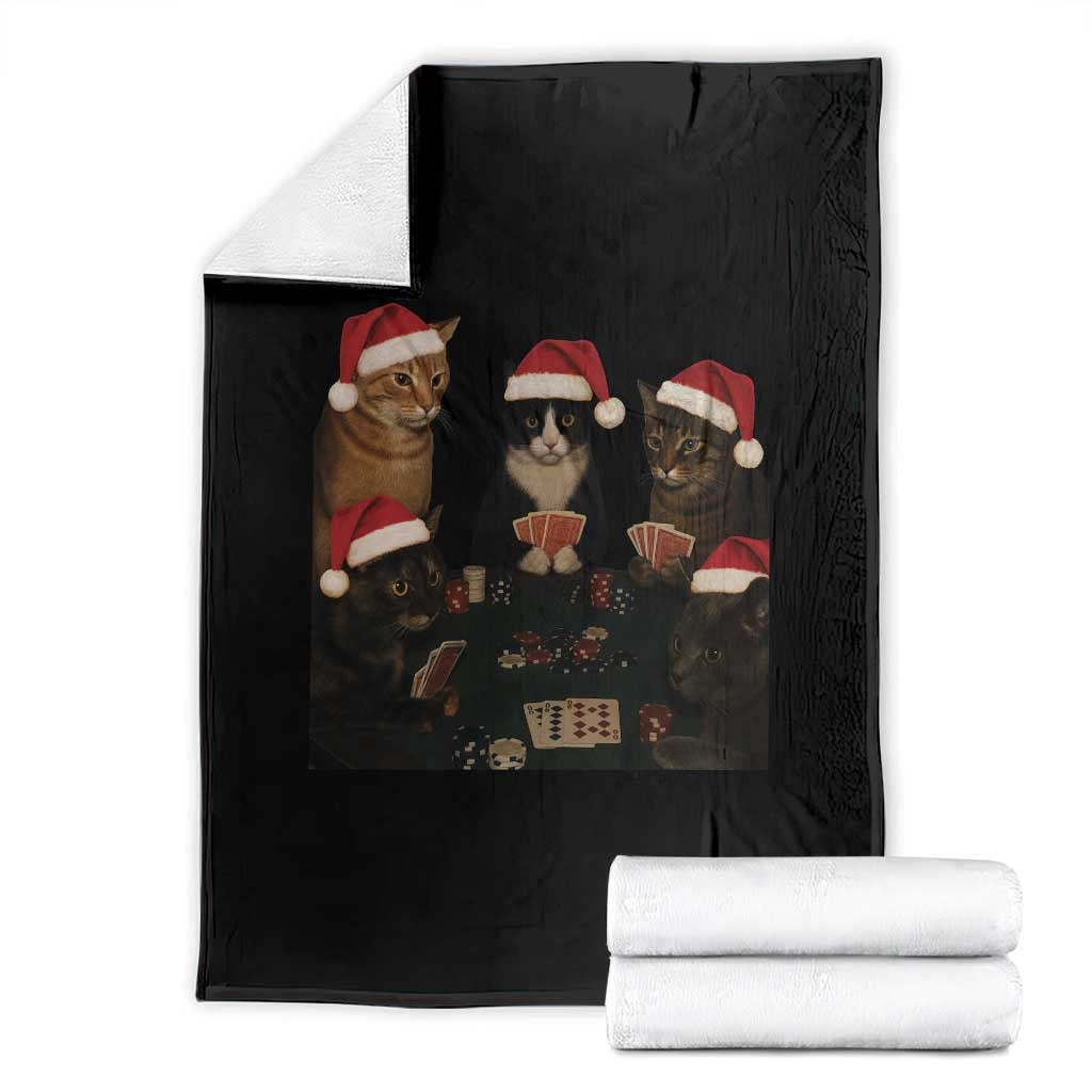 Poker Cats Christmas Meme Shirt Throw Blanket Funny Gambling Cat - Wonder Print Shop