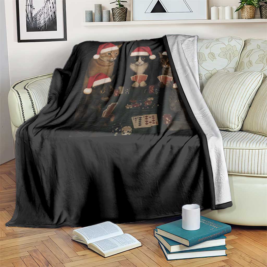 Poker Cats Christmas Meme Shirt Throw Blanket Funny Gambling Cat - Wonder Print Shop