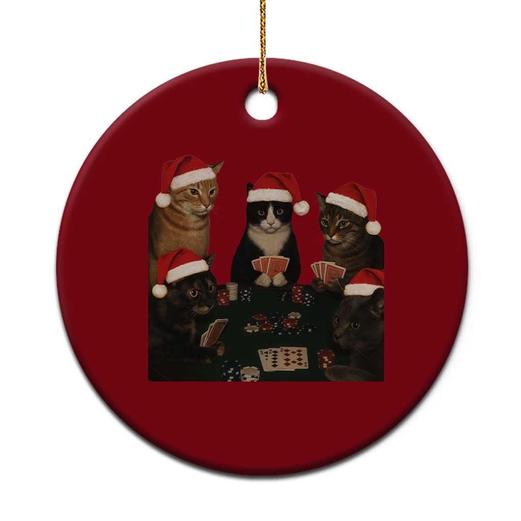 Poker Cats Christmas Meme Shirt Ceramic Ornament Funny Gambling Cat - Wonder Print Shop