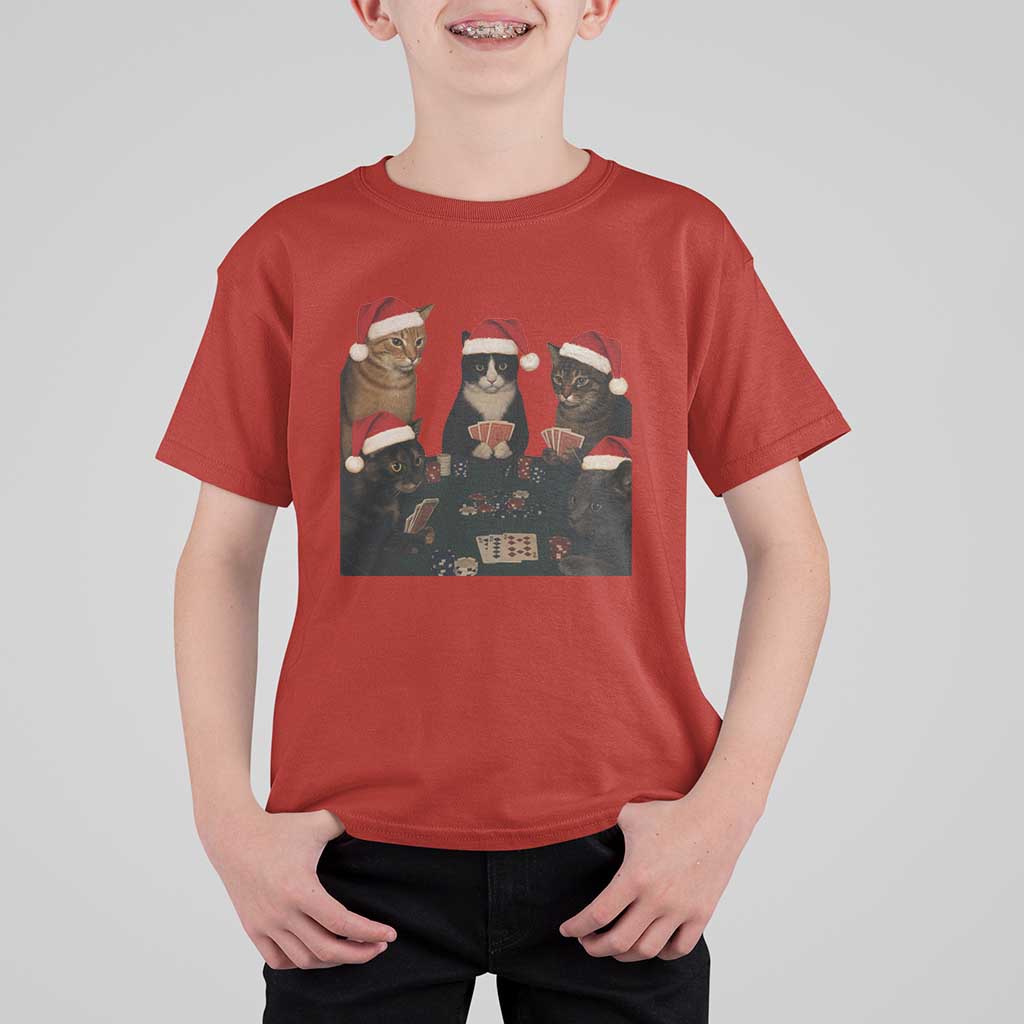 Poker Cats Christmas Meme Shirt T Shirt For Kid Funny Gambling Cat - Wonder Print Shop