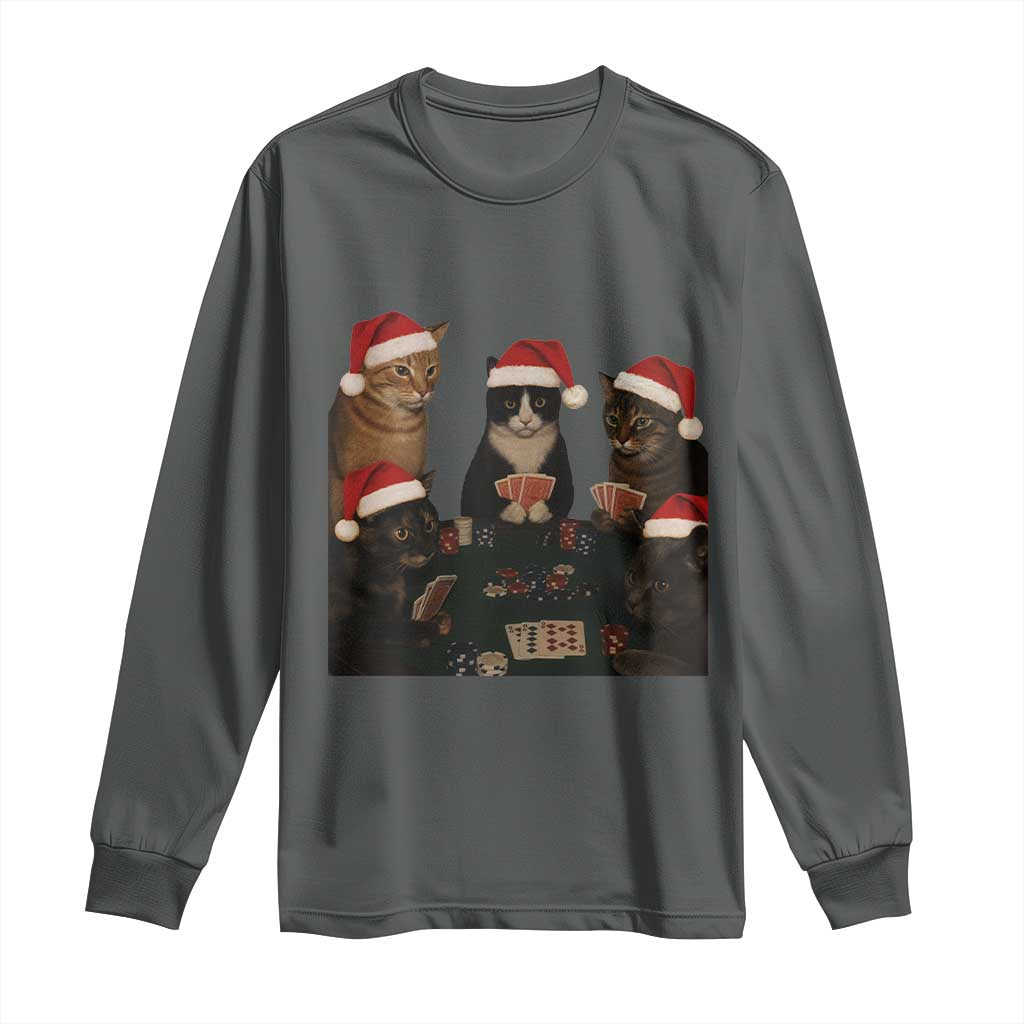Poker Cats Christmas Meme Shirt Long Sleeve Shirt Funny Gambling Cat - Wonder Print Shop