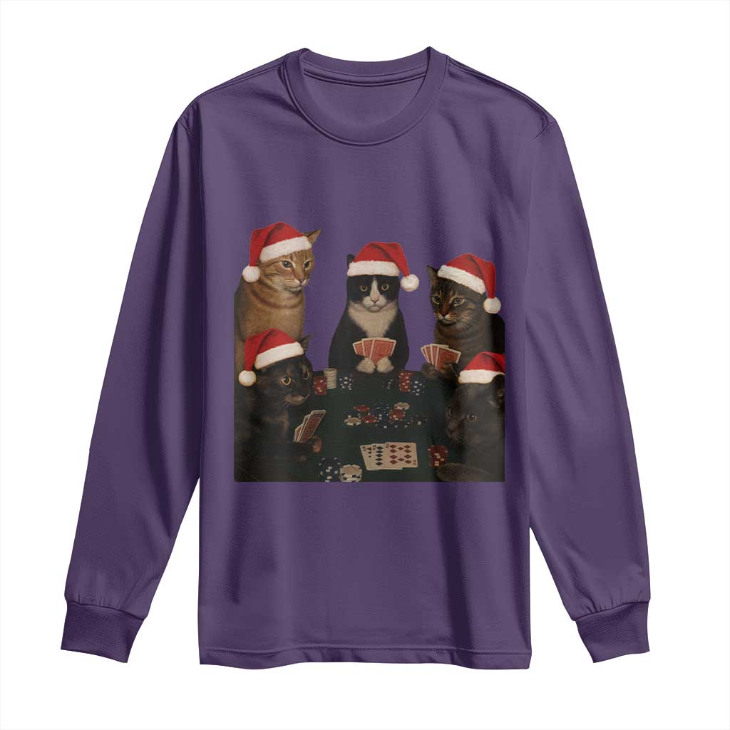 Poker Cats Christmas Meme Shirt Long Sleeve Shirt Funny Gambling Cat - Wonder Print Shop
