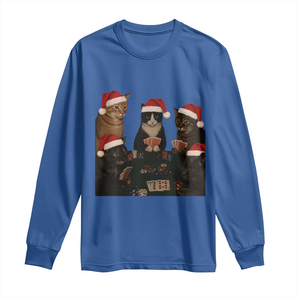 Poker Cats Christmas Meme Shirt Long Sleeve Shirt Funny Gambling Cat - Wonder Print Shop