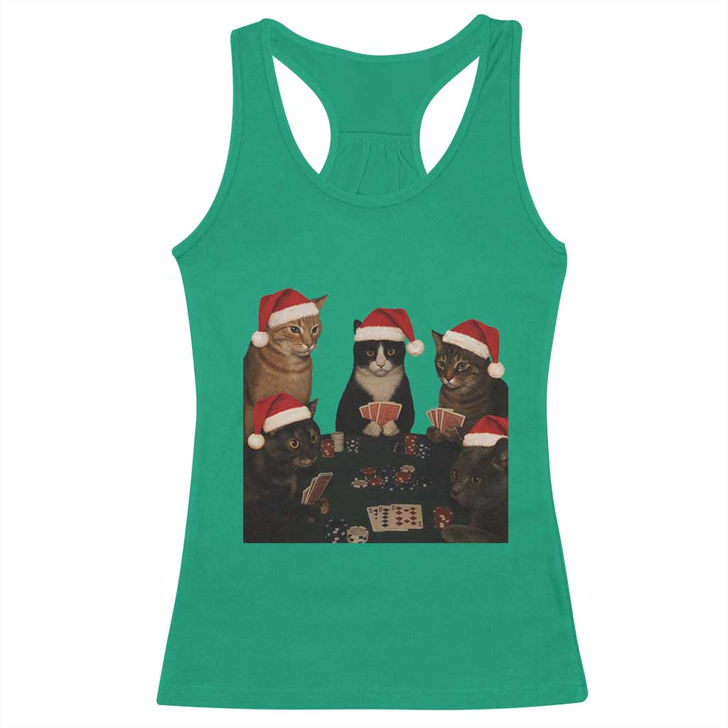 Poker Cats Christmas Meme Shirt Racerback Tank Top Funny Gambling Cat - Wonder Print Shop