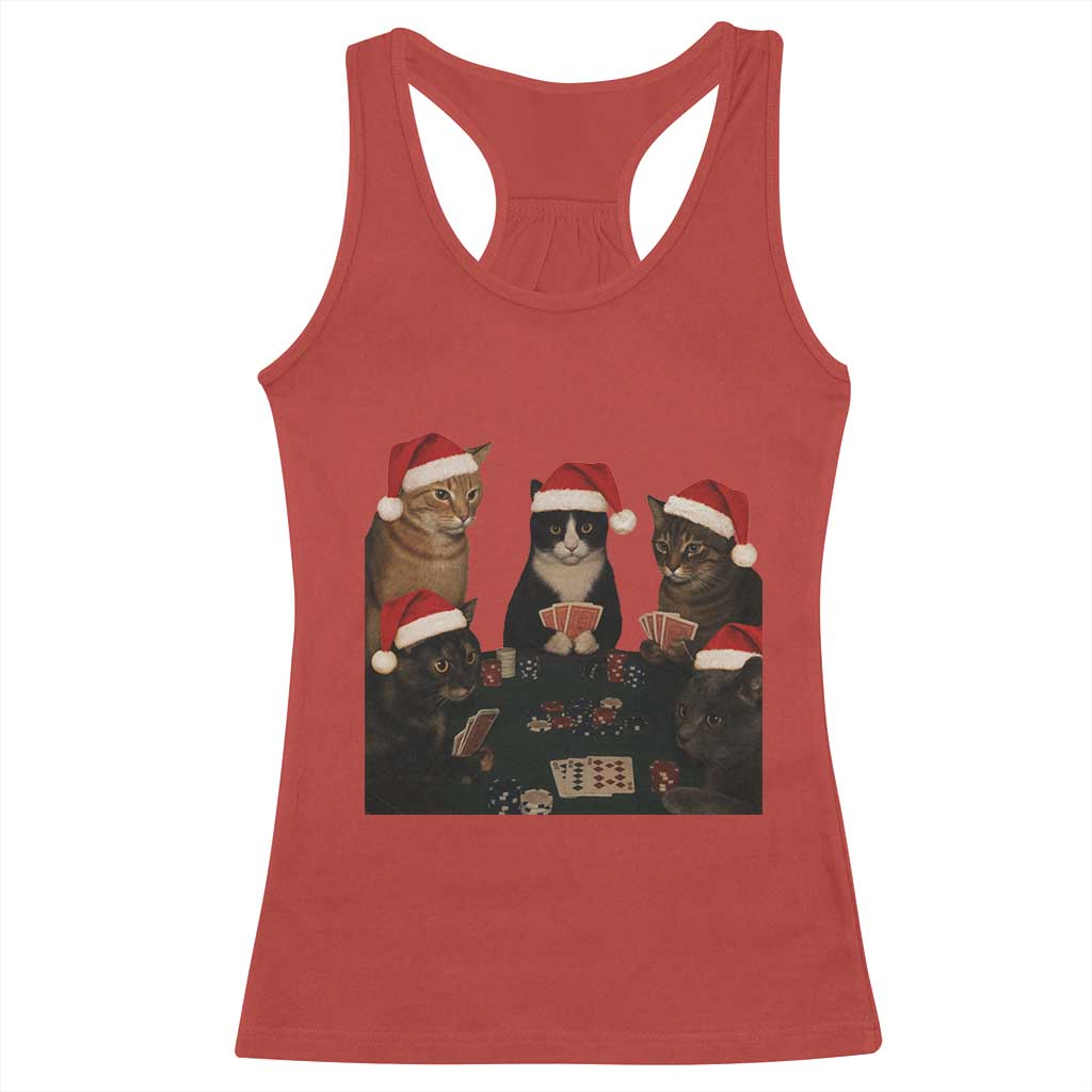 Poker Cats Christmas Meme Shirt Racerback Tank Top Funny Gambling Cat - Wonder Print Shop