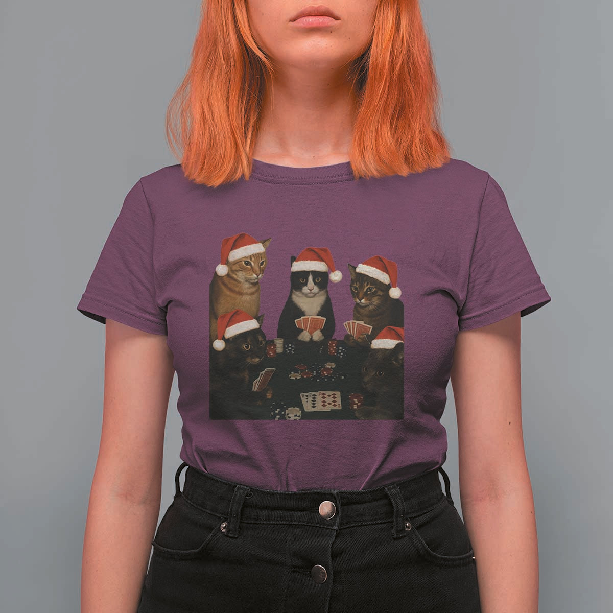 Poker Cats Christmas Meme Shirt T Shirt For Women Funny Gambling Cat - Wonder Print Shop