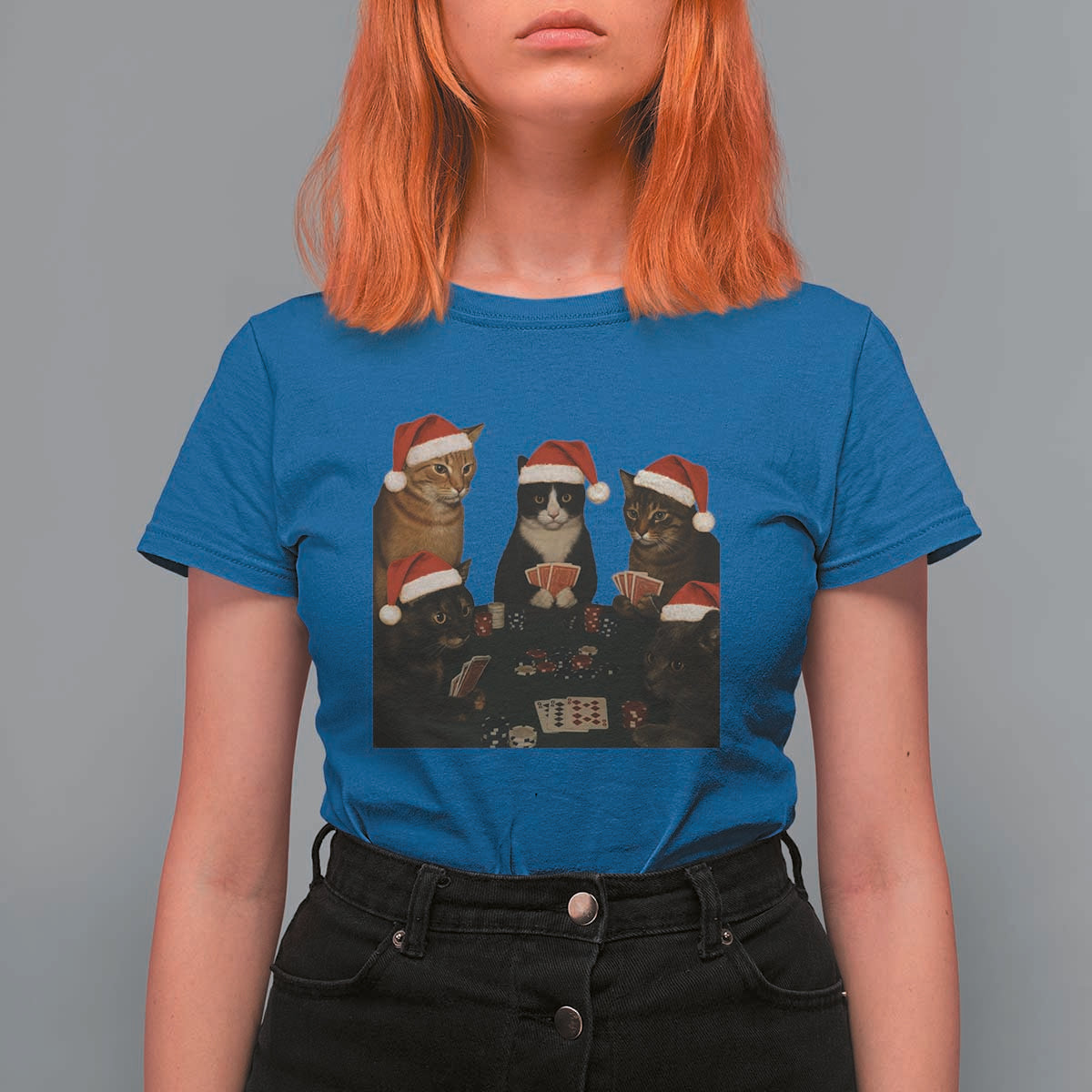 Poker Cats Christmas Meme Shirt T Shirt For Women Funny Gambling Cat - Wonder Print Shop