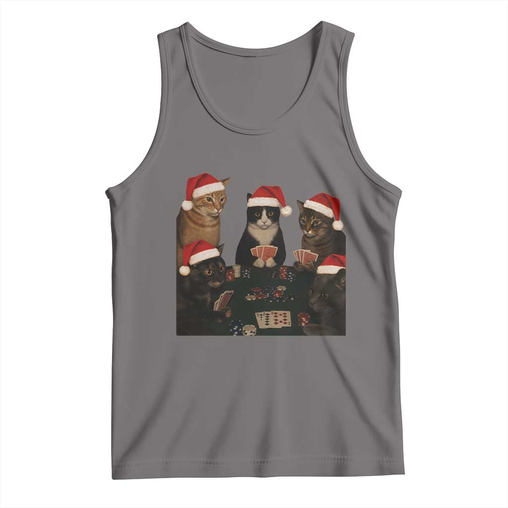 Poker Cats Christmas Meme Shirt Tank Top Funny Gambling Cat - Wonder Print Shop